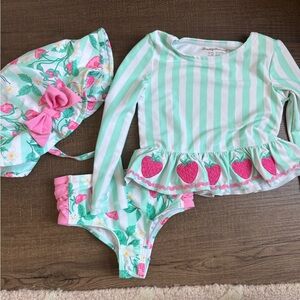 Tommy Bahama Green and Pink Kids Swim Set